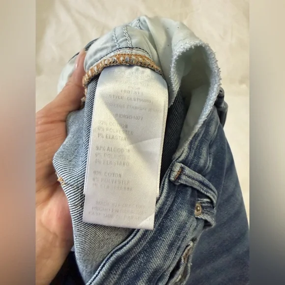 Good American | SZ 14/ 32 | Straight Jeans Indigo Blue | Cropped Distressed - Picture 3 of 9